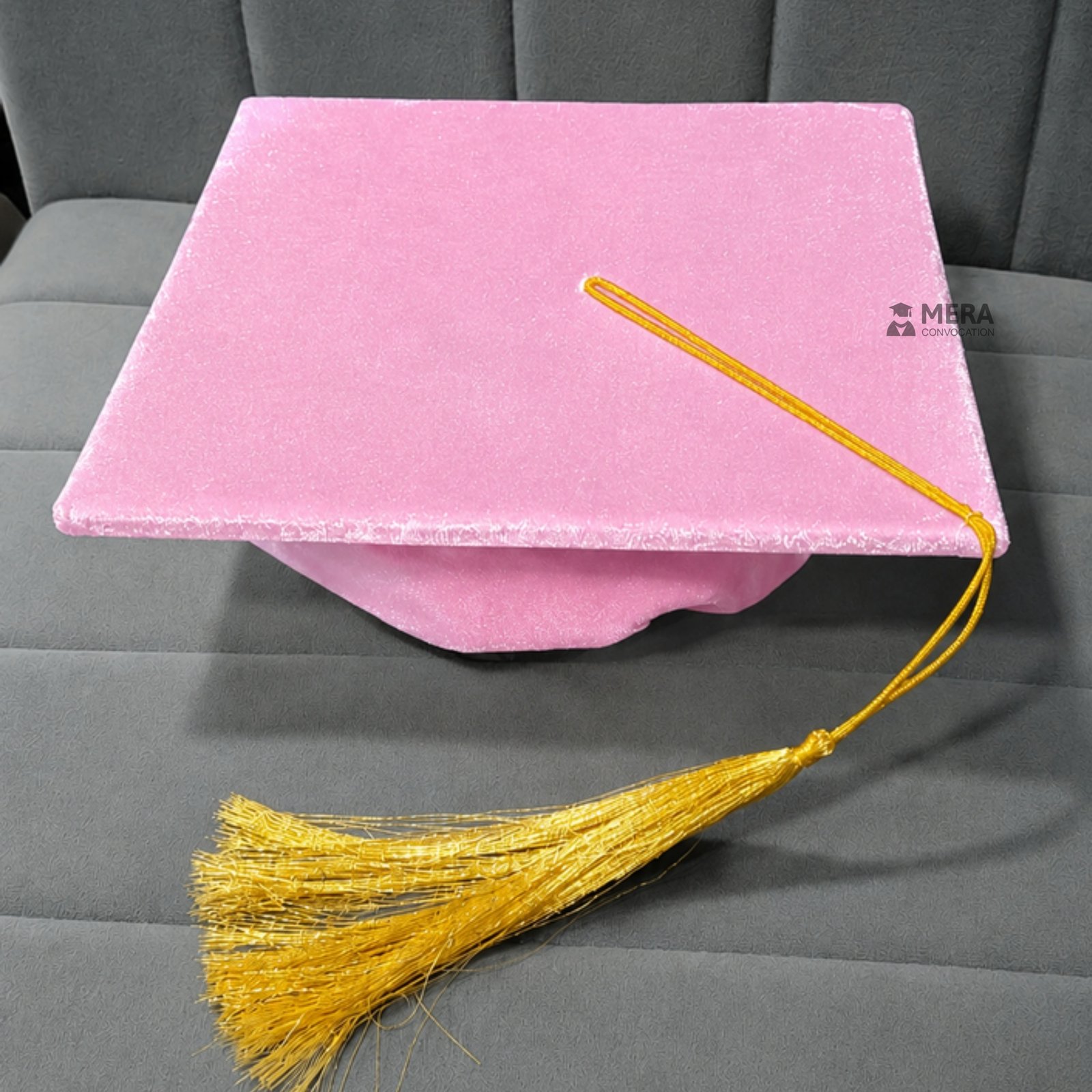 Baby Pink Premium Velvet Graduation Cap with Golden Tassel ''Baby Pink Premium Velvet Graduation Cap with Golden Tassel''>
