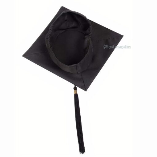 ''Back view of Black Matte Polyester Graduation Cap''>