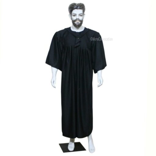 ''Black Front Open Polyester Graduation Gown''>