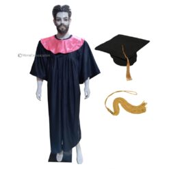 ''Black Graduation Gown with Pink Collar''>