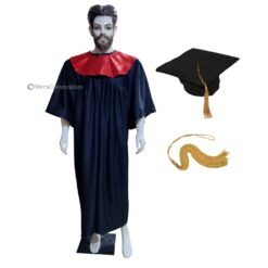 ''Black Graduation Gown with Red Collar''>