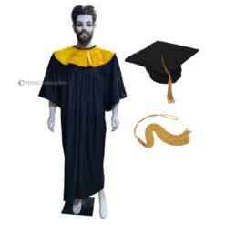 ''Black Graduation Gown with Yellow Collar''>