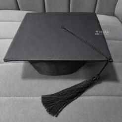 ''Black Matte Graduation Cap with Black Tassel''>