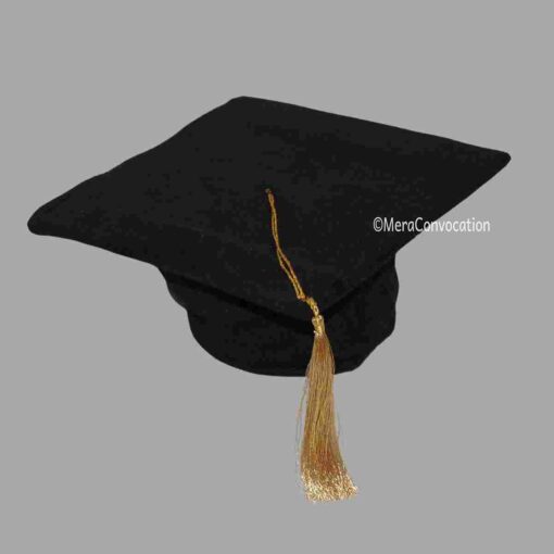 ''Black Matte Velvet Graduation Cap''>