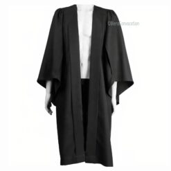 ''Black Plain Non Fluted Front Open Graduation Gown''>