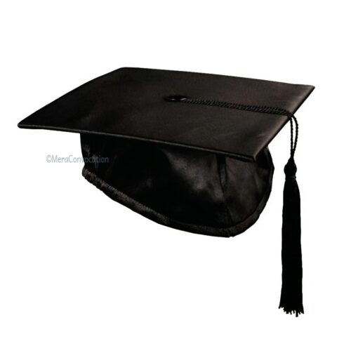 ''Black Satin Graduation Cap''>