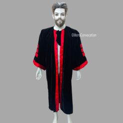 Black and Red Premium Velvet Graduation Gown