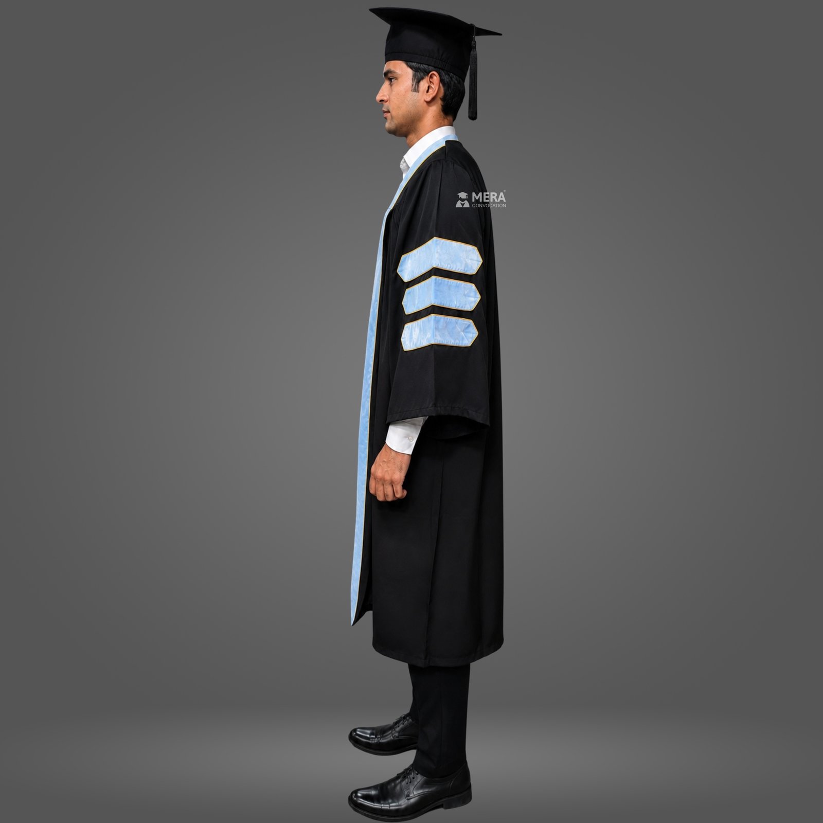 Black and Sky Blue Doctoral Gown Black and Sky Blue Doctoral Gown