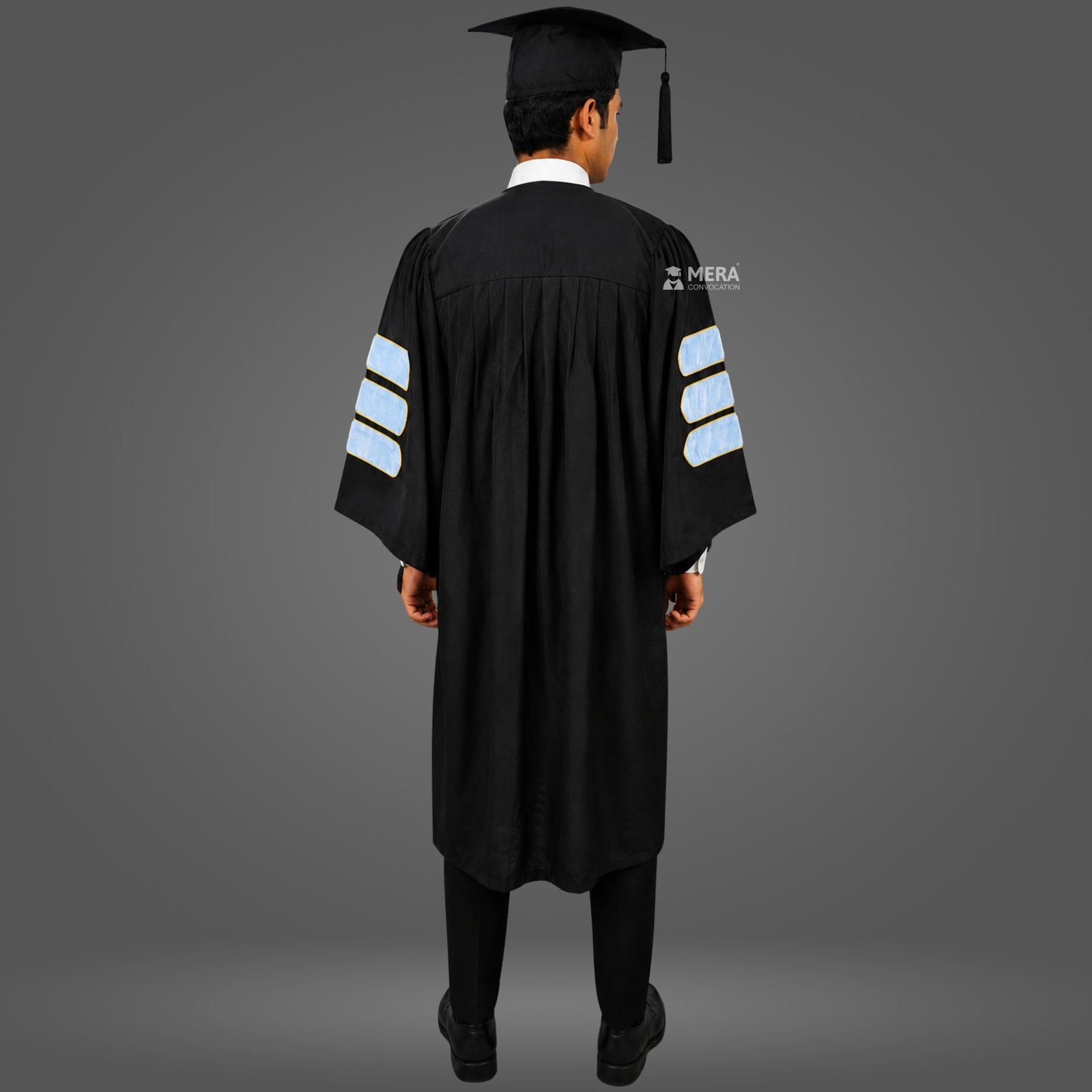 Black and Sky Blue Doctoral Graduation Gown Black and Sky Blue Doctoral Graduation Gown