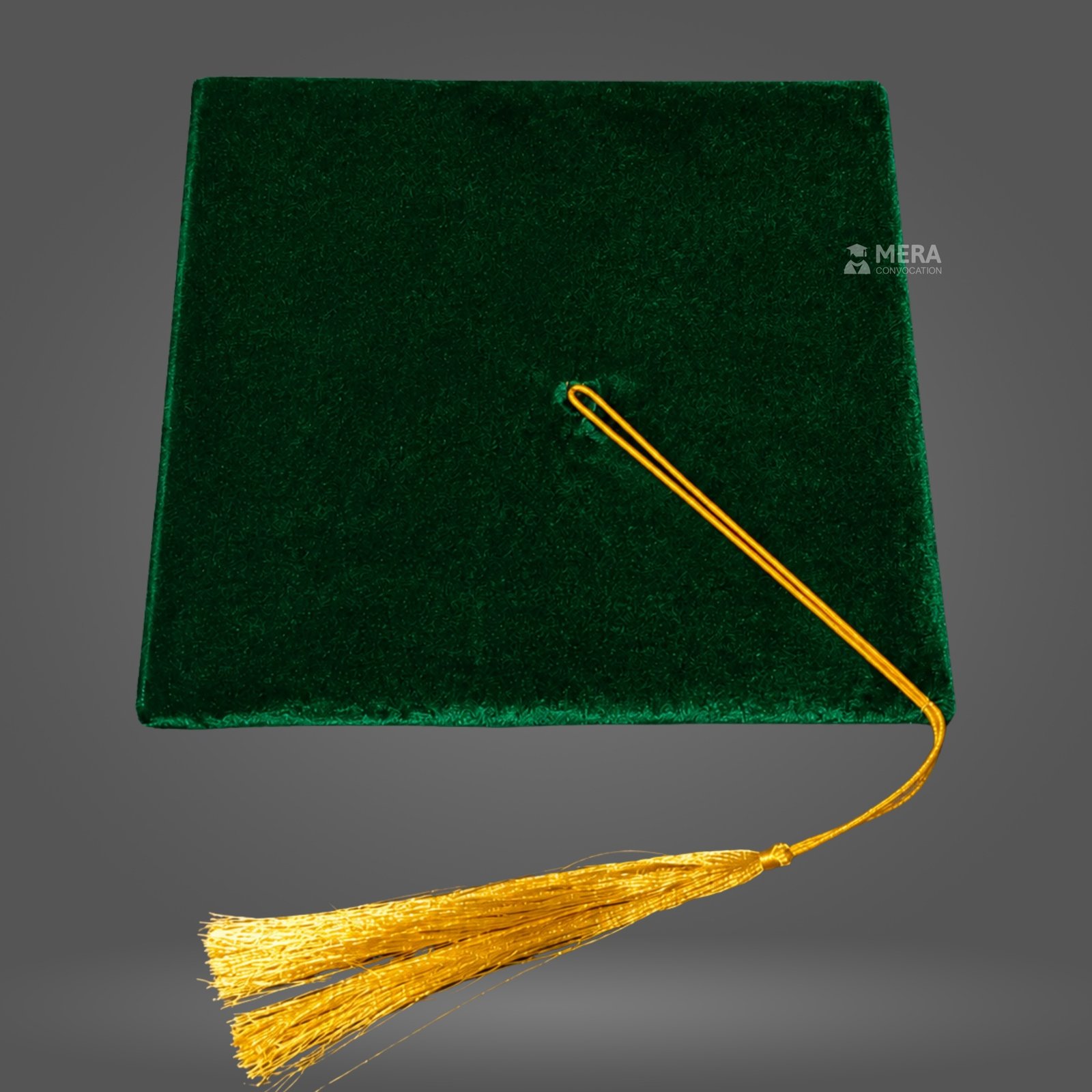Bottle Green Velvet Graduation Cap with Golden Tassel - Mera Convocation ''Bottle Green Velvet Graduation Cap with Golden Tassel - Mera Convocation''>