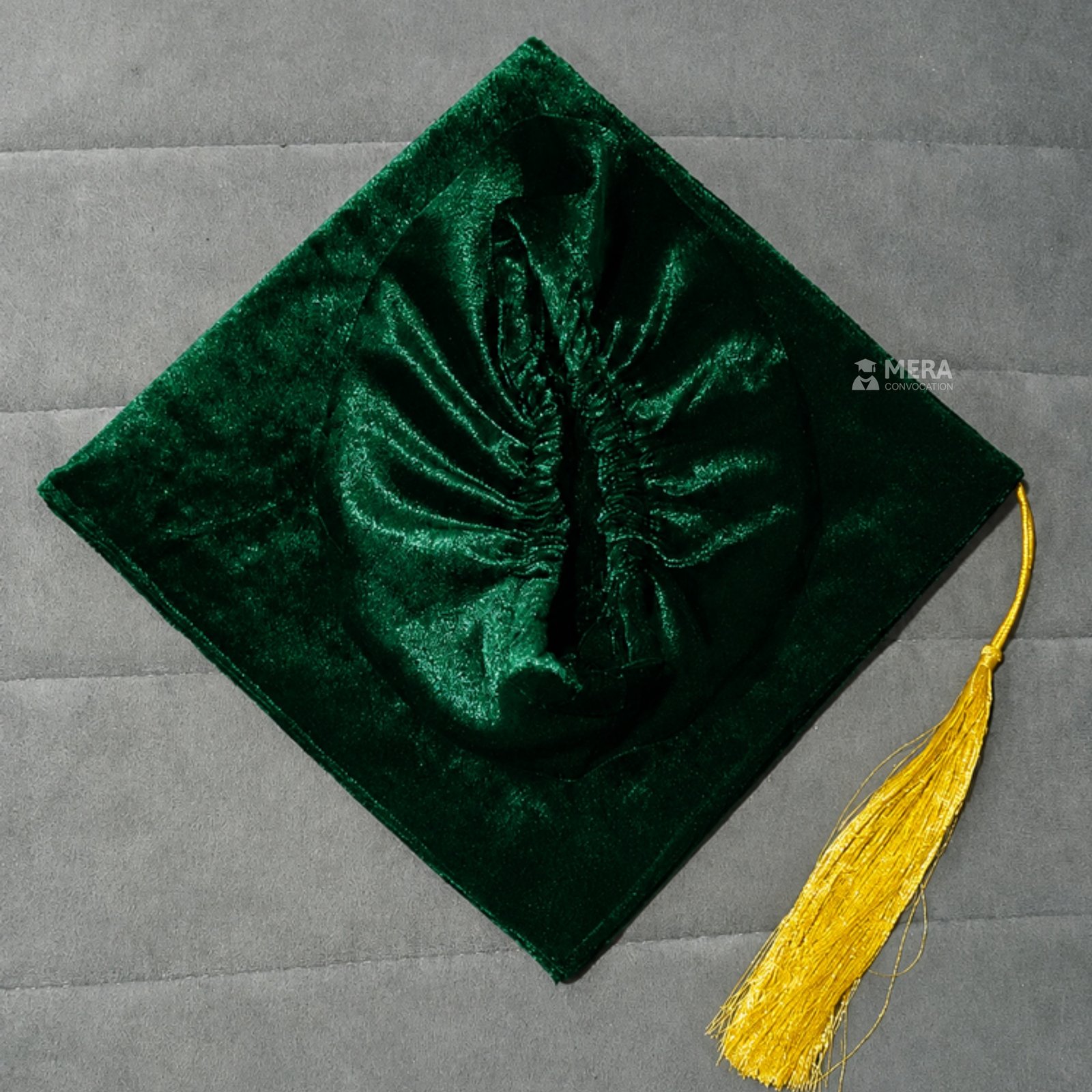 Bottle Green Velvet Graduation Cap with Golden Tassel ''Bottle Green Velvet Graduation Cap with Golden Tassel''>