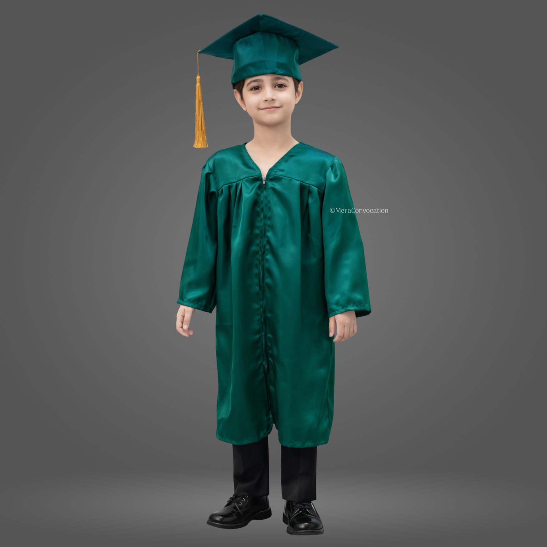 Boy - Peacock Green Shiny Nursery Kids Graduation Gown and Cap ''Boy - Peacock Green Shiny Nursery Kids Graduation Gown and Cap''>