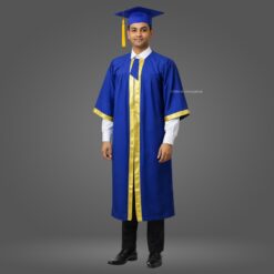 ''Boy - Royal Blue Matte Graduation Gown and Cap with Golden Border''>