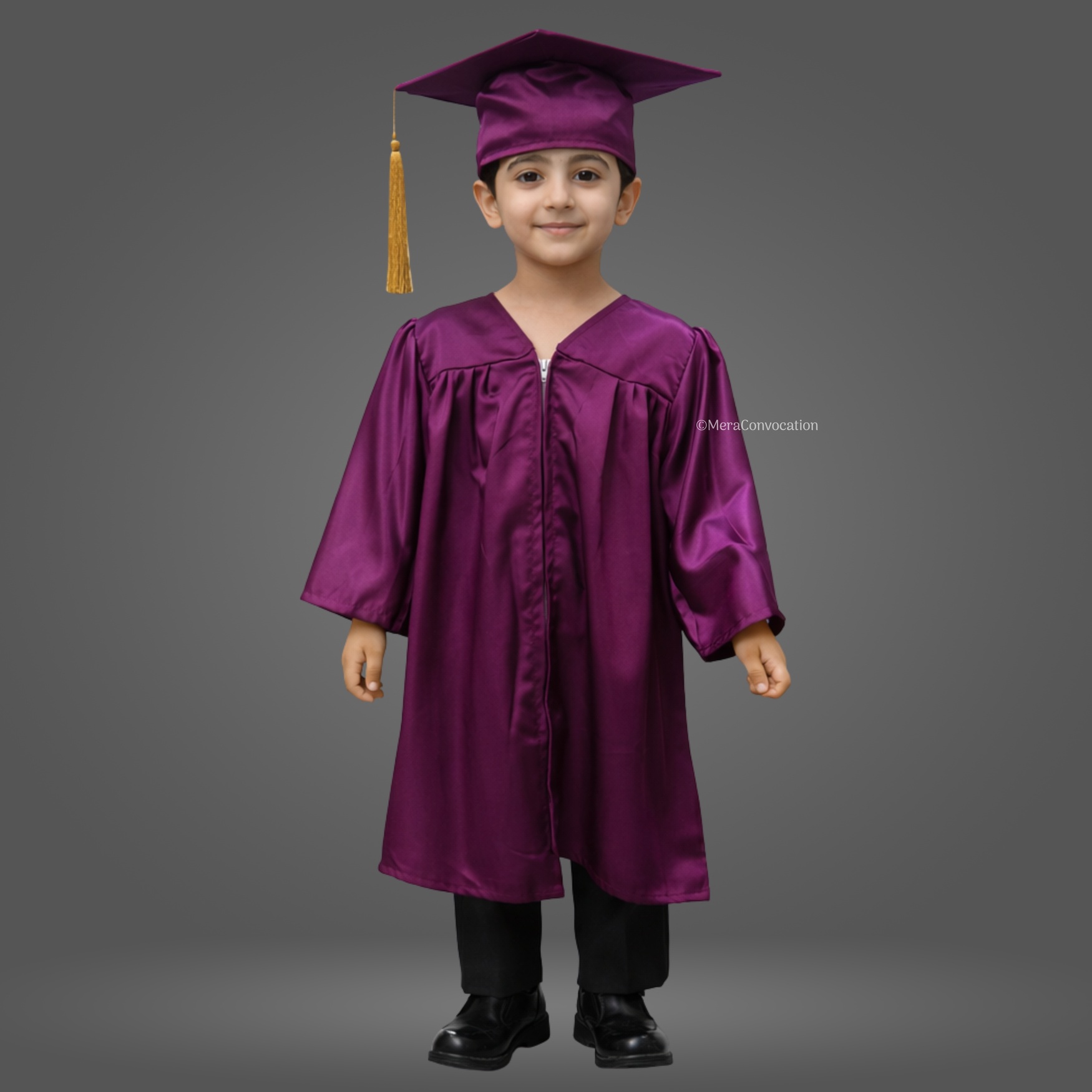 Boy - Wine Shiny Nursery Kids Graduation Gown and Cap