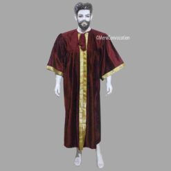 ''Dark Maroon Matte Velvet Graduation Gown''>