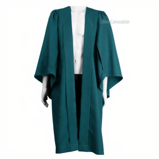 ''Emerald Green Plain Front Open Graduation Gown''>