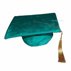 ''Emerald Green Shiny Velvet Graduation Cap''>