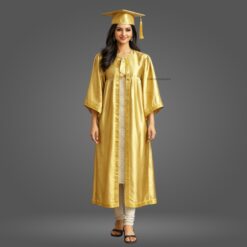 ''Girl - Golden Satin Graduation Gown and Cap with Golden Border''>