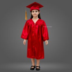 ''Girl - Red Shiny Nursery Kids Graduation Gown and Cap''>