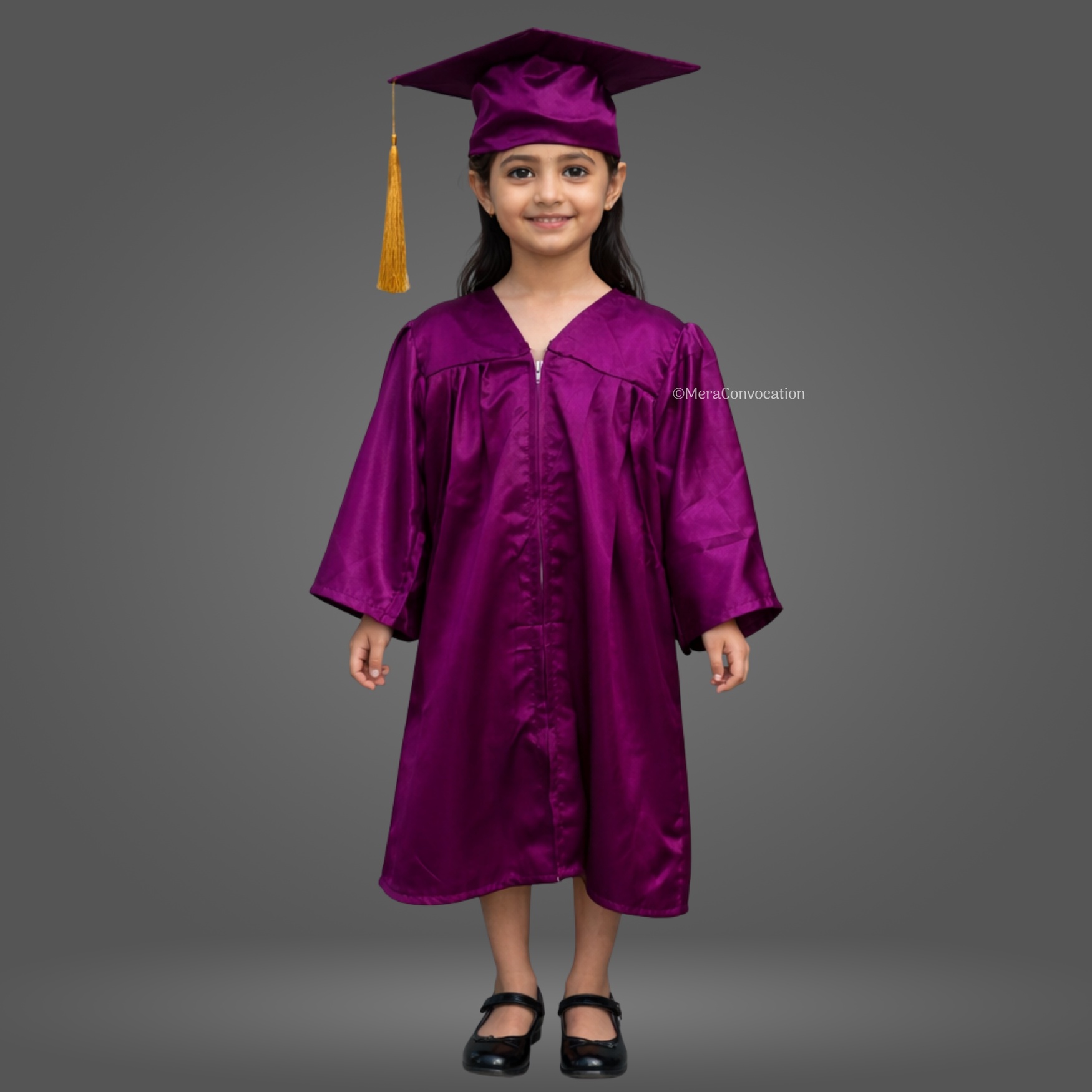 Girl - Wine Shiny Nursery Kids Graduation Gown and Cap