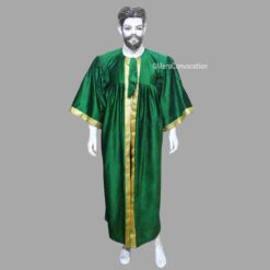''Green Matte Velvet Graduation Gown''>