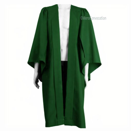 ''Green Plain Front Open Graduation Gown''>