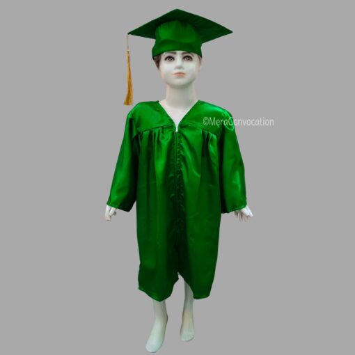 ''Green Shiny Nursery Kids Graduation Gown and Cap''>