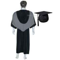 ''Grey and Black V Shape Graduation Hood''>