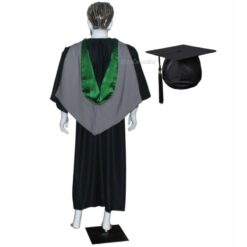 ''Grey and Green V Shape Graduation Hood''>