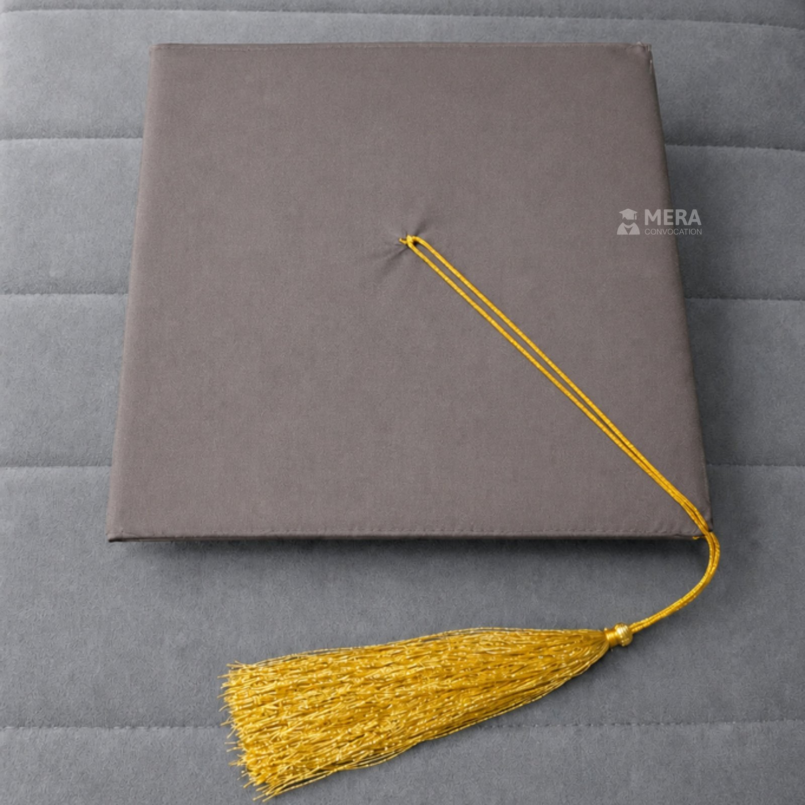 Light Grey Matte Graduation Cap with Golden Tassel - Mera Convocation ''Light Grey Matte Graduation Cap with Golden Tassel - Mera Convocation''>
