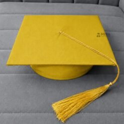 ''Mango Yellow Matte Graduation Cap with Golden Tassel''>