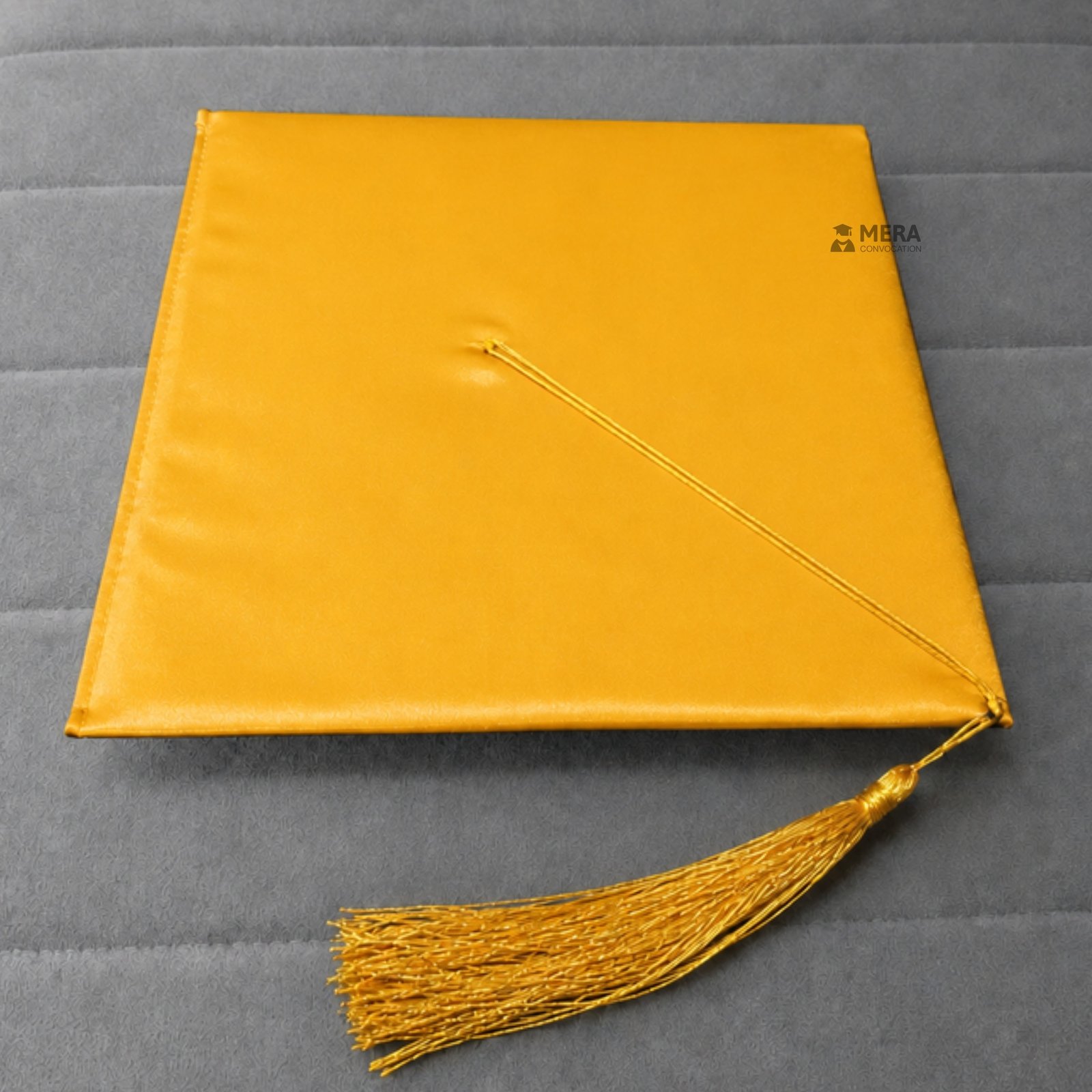 Mango Yellow Satin Graduation Cap with Golden Tassel - Mera Convocation ''Mango Yellow Satin Graduation Cap with Golden Tassel - Mera Convocation''>