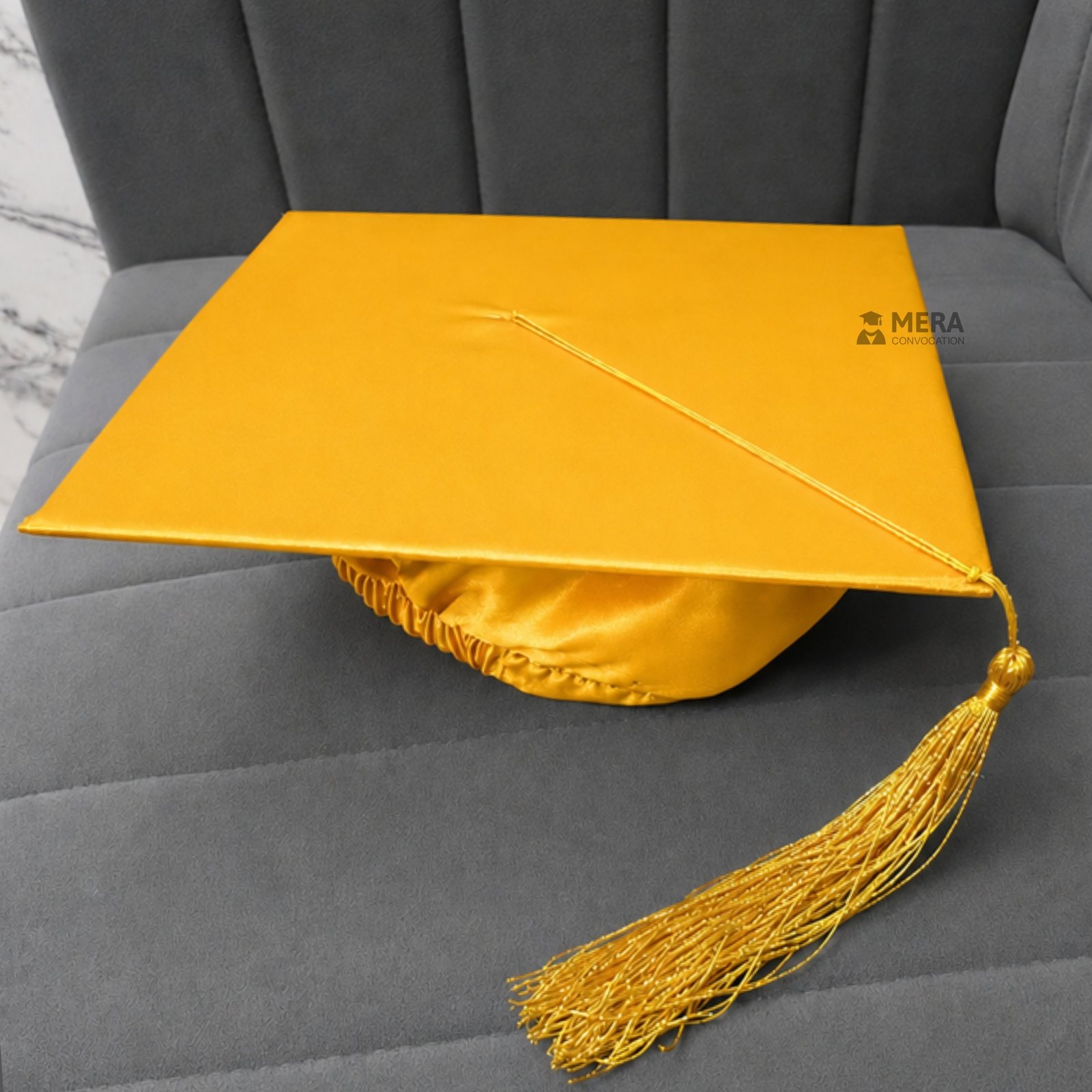 Mango Yellow Shiny Graduation Cap with Golden Tassel ''Mango Yellow Shiny Graduation Cap with Golden Tassel''>