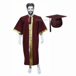 ''Maroon Matte Graduation Gown with Border''>