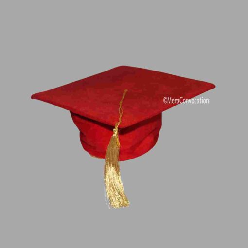 ''Maroon Matte Velvet Graduation Cap''>