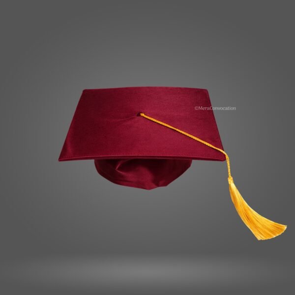 Maroon Shiny Graduation Gown and Cap with Golden Border – Mera Convocation