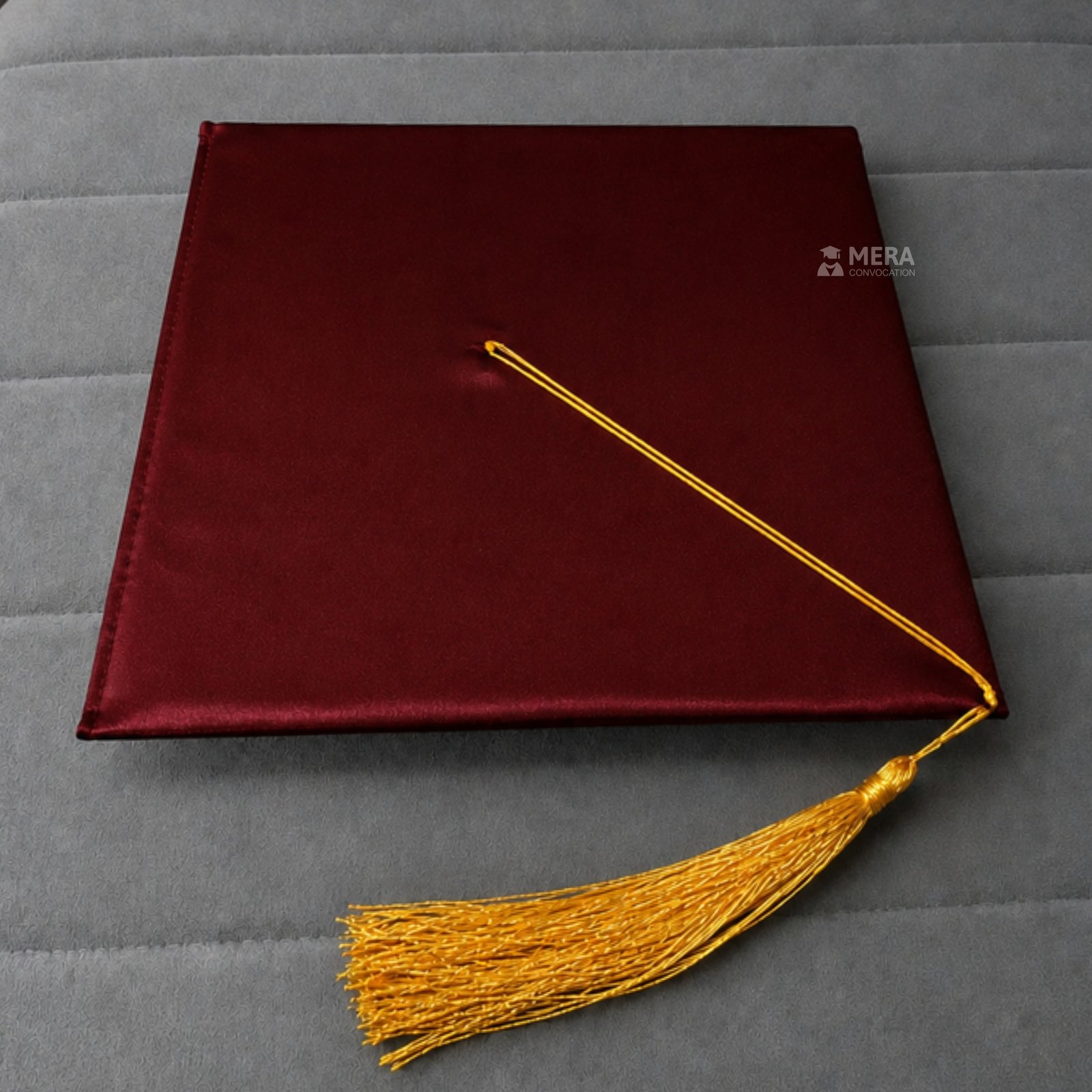 Maroon Satin Graduation Cap with Golden Tassel - Mera Convocation ''Maroon Satin Graduation Cap with Golden Tassel - Mera Convocation''>