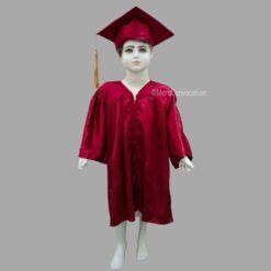 ''Maroon Shiny Nursery Kids Graduation Gown and Cap''>