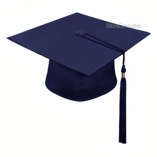 ''Navy Blue Matte Graduation Hat''>