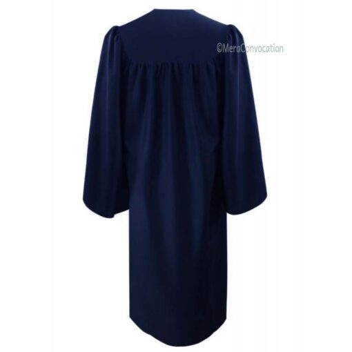 ''Navy Blue Non Fluted Graduation Gown''>