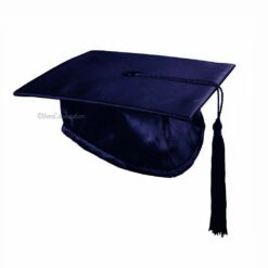 ''Navy Blue Satin Graduation Cap''>