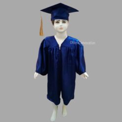 ''Navy Blue Shiny Nursery Kids Graduation Gown and Cap''>