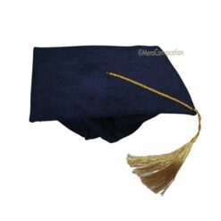 ''Navy Blue Velvet Graduation Cap''>