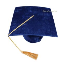 ''Navy Blue Velvet Graduation Cap''>