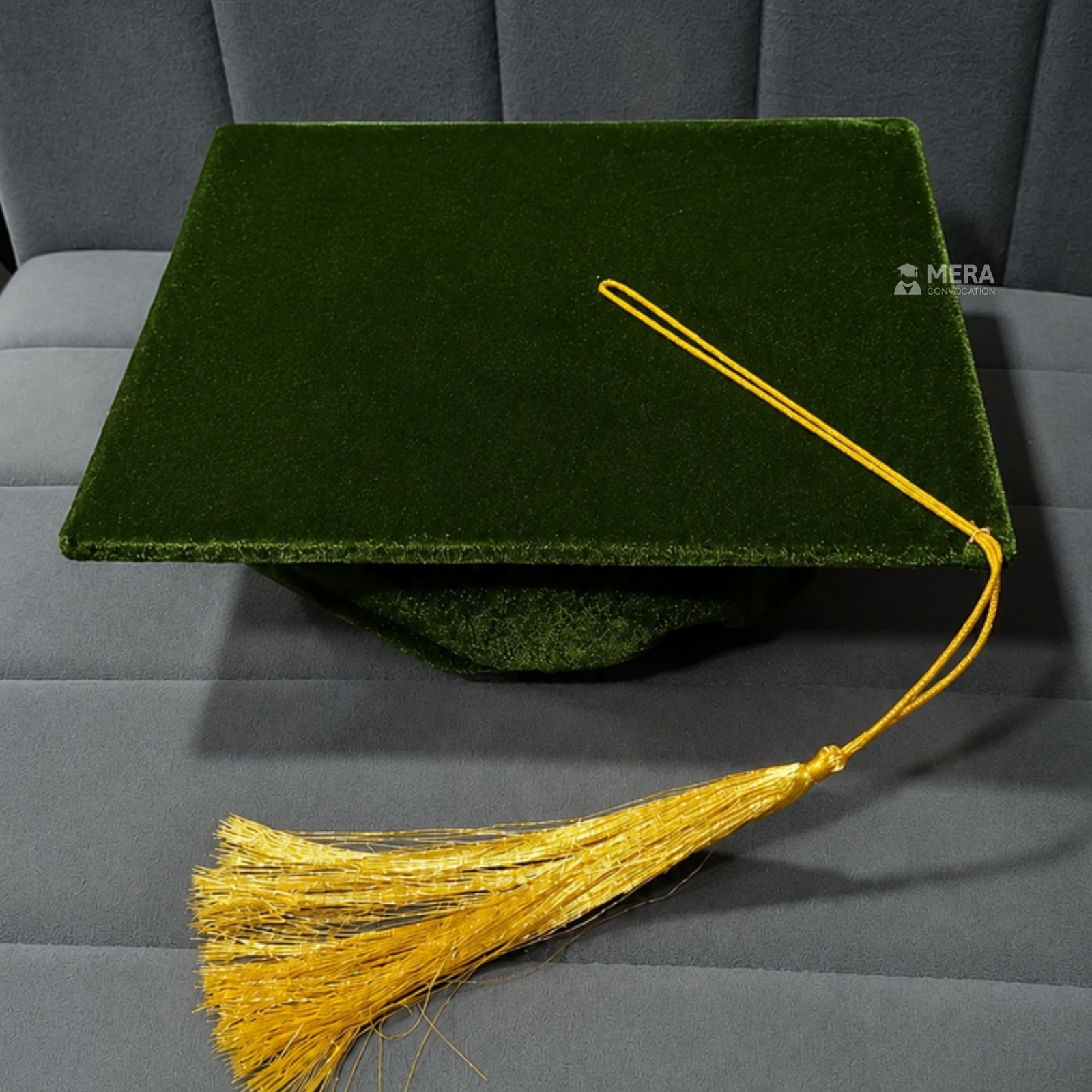 Olive Green Premium Velvet Graduation Cap with Golden Tassel ''Olive Green Premium Velvet Graduation Cap with Golden Tassel''>