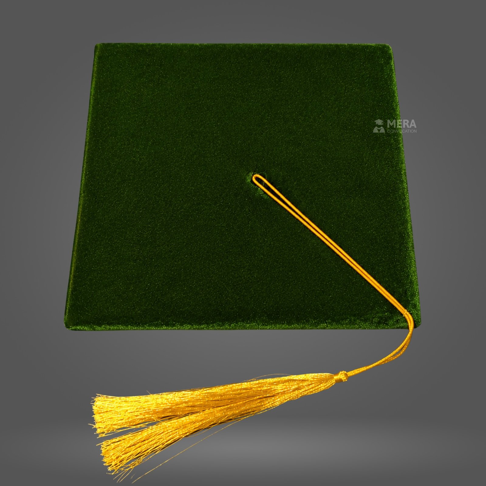 Olive Green Velvet Graduation Cap with Golden Tassel - Mera Convocation ''Olive Green Velvet Graduation Cap with Golden Tassel - Mera Convocation''>
