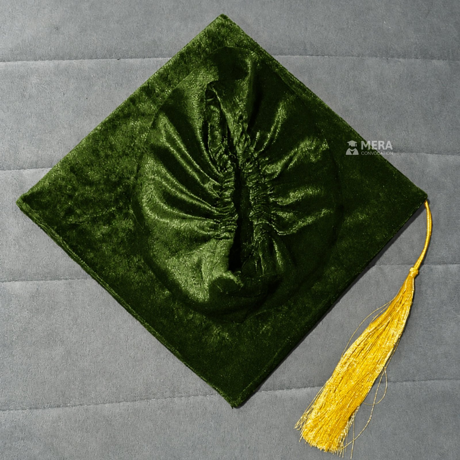 Olive Green Velvet Graduation Cap with Golden Tassel ''Olive Green Velvet Graduation Cap with Golden Tassel''>