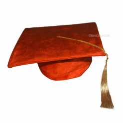 ''Orange Shiny Velvet Graduation Cap''>
