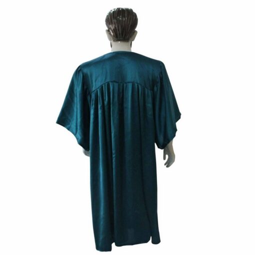 ''Peacock Green Satin Convocation Gown''>