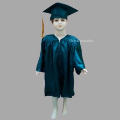''Peacock Green Shiny Nursery Kids Graduation Gown and Cap''>